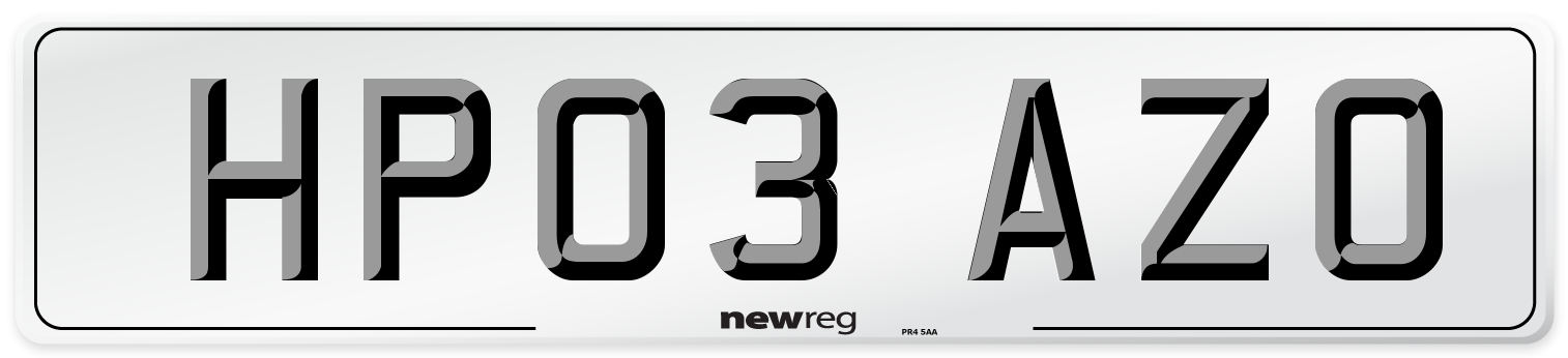 HP03 AZO Number Plate from New Reg